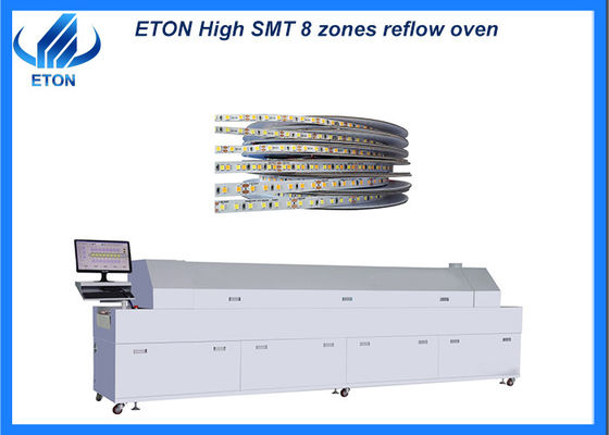 Verwarming met laag geluidsniveau afzonderlijk naar boven en naar beneden SMT 8 zones verwarming reflow oven
