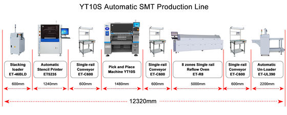 Midden-LED-lampenbuislamp 52 Feeder SMT Pick and Place Machine 1.5kw Energieverbruik